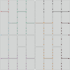 Abstract geometric pattern of interconnected digital rectangles with subtle color accents