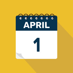 april 1 calendar icon vector illustration with design