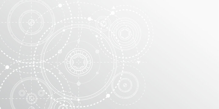 Technological white background. New technologies. Gears. Engineering industry. Vector illustration .