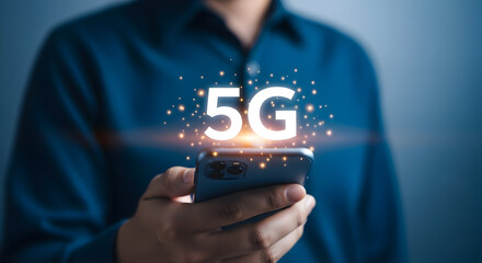 Person using a smartphone with a 5g network connection showcasing fast mobile internet and modern technology for communication streaming and data transfer in a digital world experience