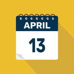 april 13 calendar icon vector illustration with design
