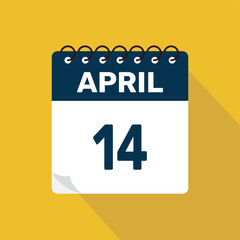 april 14 calendar icon vector illustration with design