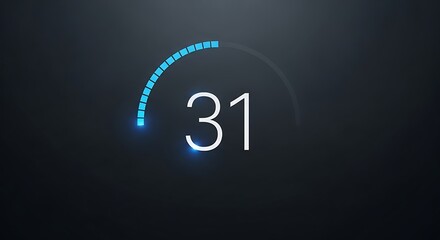 Glowing blue progress bar with number 31 on dark background loading countdown