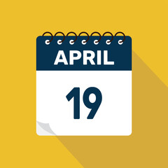 april 19 calendar icon vector illustration with design