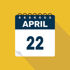 april 22 calendar icon vector illustration with design