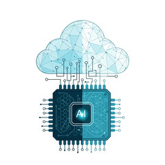 AI chip connected to a cloud, representing cloud computing and artificial intelligence.