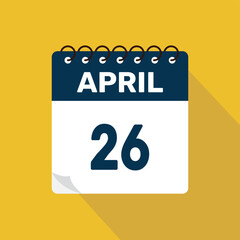 april 26 calendar icon vector illustration with design