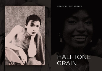 Halftone Grain Vertical Image Effect Mockup