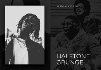 Grunge Halftone Vertical Image Effect Mockup