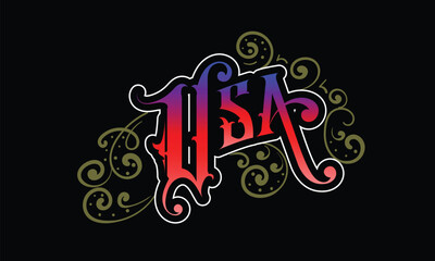 USA lettering custom style design