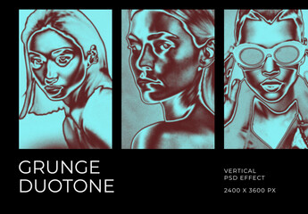 Grunge Duotone Vertical Image Effect Mockup