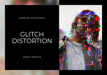 Glitch Vertical Image Effect Mockup