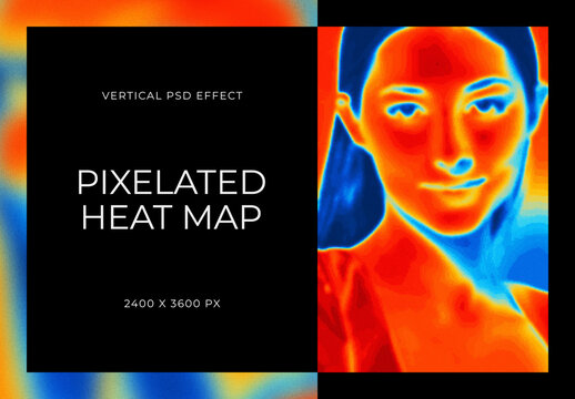 Pixelated Heat Map Vertical Image Effect Mockup