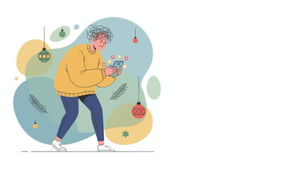 Person overwhelmed by holiday social media notifications and digital stress Tangled mind