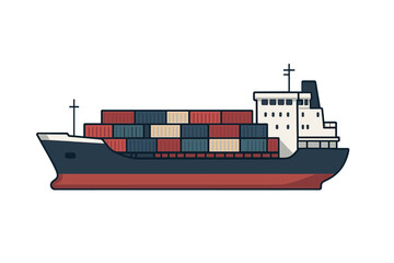 Large freight vessel carrying stacked shipping containers for global logistics