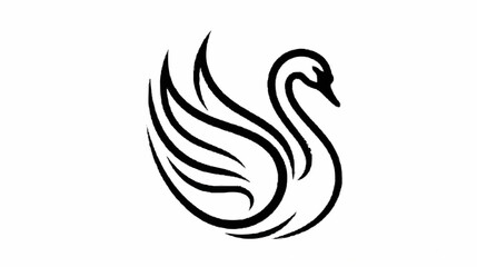 Naklejka premium Vector illustration of a black swan silhouette tattoo design, a beautiful bird symbol of love and nature