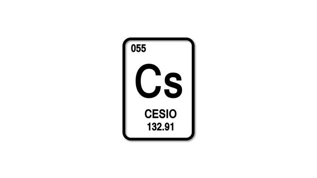 casino cs Element 55of the Periodic Table. Design shows name, atomic weight and element number. white background.	