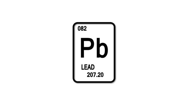 lead pb Element 82 of the Periodic Table. Design shows name, atomic weight and element number. white background.	