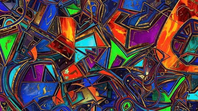 Vibrant Abstract Mosaic - A Kaleidoscope of Colors and Geometric Shapes.