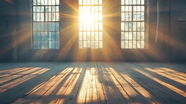 industrial abandoned house with sunlight through windows video