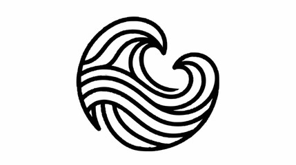 Black and white logo featuring a stylized wave design