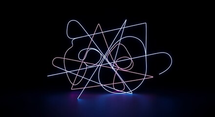 A 3D atom model on a black background is a science and technology illustration showing electrons in orbit, a core concept in chemistry and physics