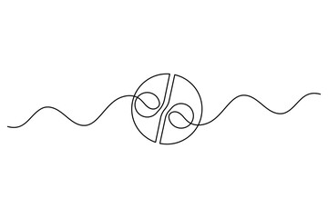 Modern abstract percent mark in one line art