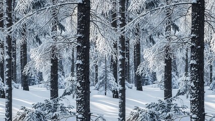 Winter Wonderland - A Snowy Forest Scene with Icy Branches.