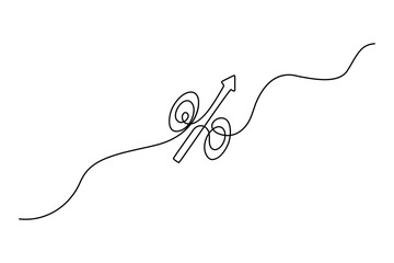 Modern abstract percent mark in one line art
