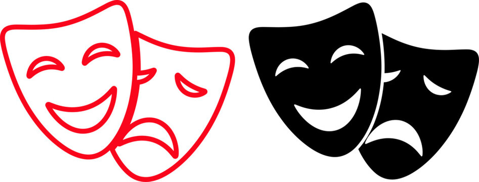 Comedy and tragedy masks isolated on, representing the duality of human experience and the art of storytelling in theater and performance
