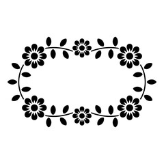 flower frame icon Silhouette vector on white background
