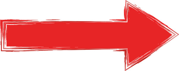 Hand drawn red arrow pointing to the right isolated on, symbolizing direction, guidance, and progress with a touch of artistic flair
