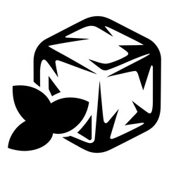 ice cube and leaves icon Silhouette vector on white background