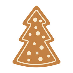 Cute cartoon Christmas gingerbread man. Isolated white background. Vector illustration