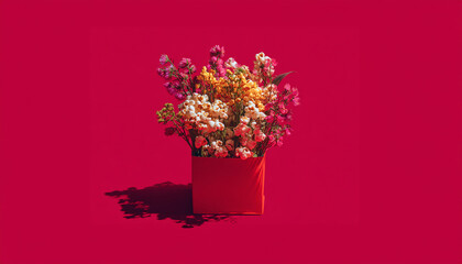 A bouquet of popcorn flowers with bold colors