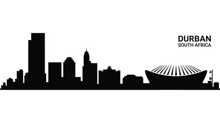 Fototapeta premium Durban south africa cityscape silhouette with iconic stadium