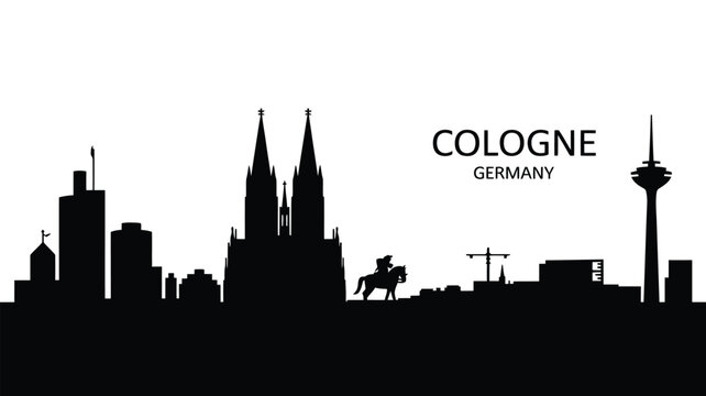 Cologne germany skyline silhouette with famous landmarks