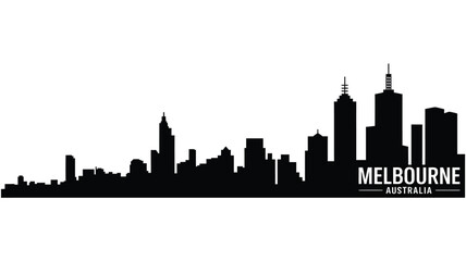 Fototapeta premium Melbourne skyline silhouette with city name