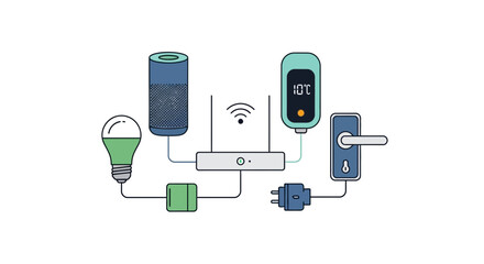 Modern smart home automation system connecting devices, offering seamless control and energy efficiency, perfect for tech-savvy homeowners and innovative living