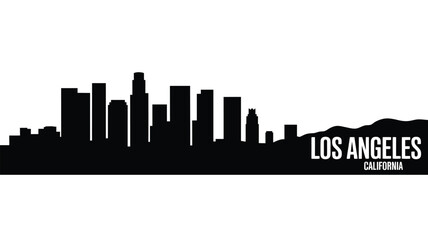 Naklejka premium Los angeles skyline silhouette with mountains in the background