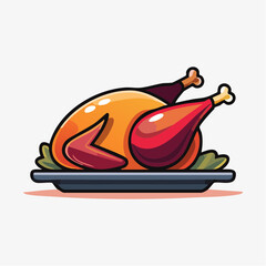 A delicious golden brown roasted turkey or chicken served on a platter, a simple vector icon for a festive holiday feast