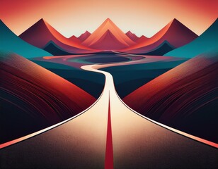 abstract road leading to mountains