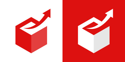 box and arrow logo. arrow box logo design with hexagon shape