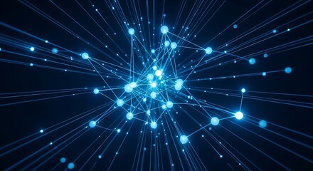 Abstract glowing blue space background with bright stars and a magical cosmic light effect