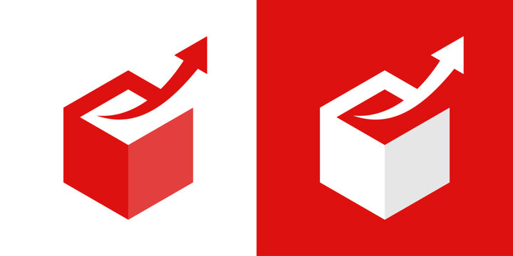box and arrow logo. arrow box logo design with hexagon shape
