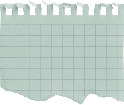 Small Notepad Half Mint Page Torn Grid isolated on transparent background