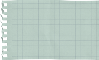 Small Notepad Folded Mint Page Grid isolated on transparent background