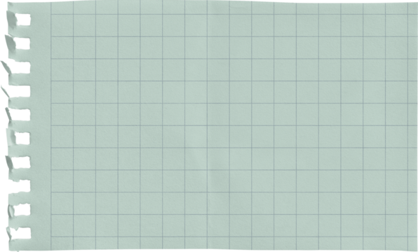 Small Notepad Folded Mint Page Grid isolated on transparent background