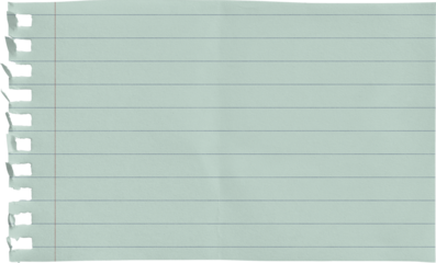 Small Notepad Folded Mint Page Lined with Red Margin isolated on transparent background