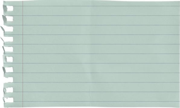 Small Notepad Folded Mint Page Lined with Red Margin isolated on transparent background